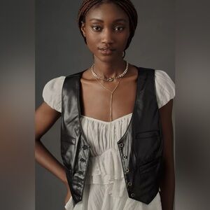 Anthropologie Forever That Girl Faux-Leather Vest